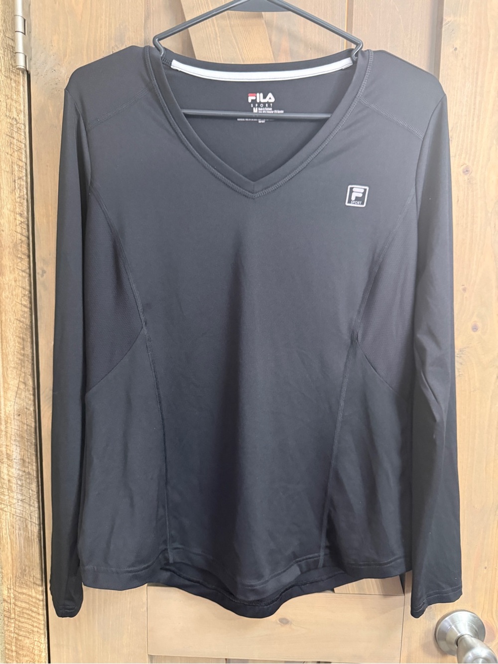 Fila Black V-Neck Long Sleeve Performance Top